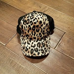Leopard print trucker hat
